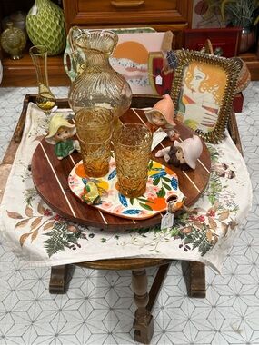 Indiana Glass Pitcher and  Pair of Anchor Hocking Milano Glasses